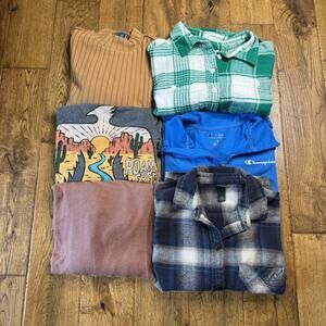 Lot of 6 Womens Juniors Size XS/S Shirts, Flannel, American Eagle, Abercrombie